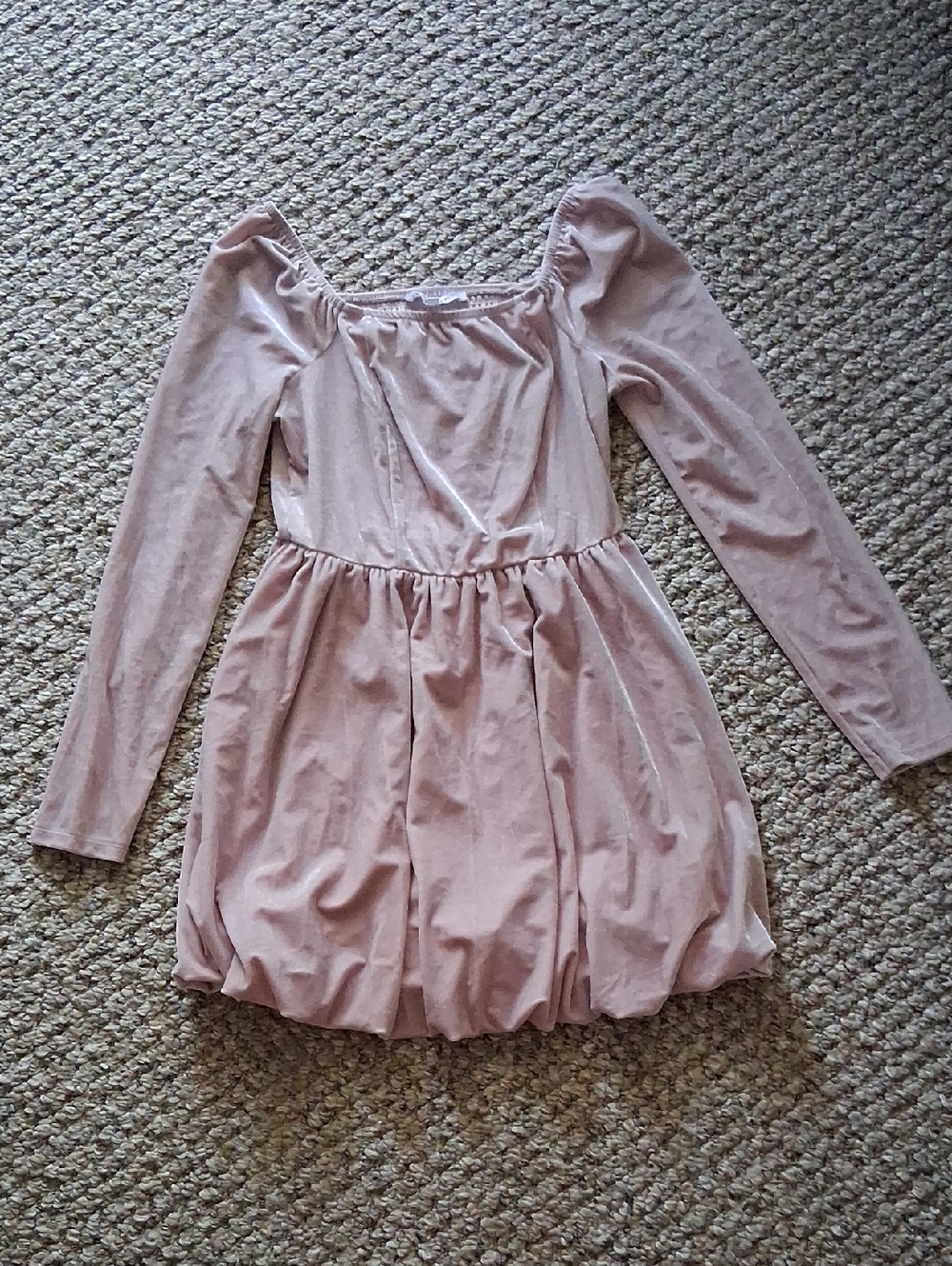 Celebrity Pink Blush Pink Long Sleeve Babydoll Dress